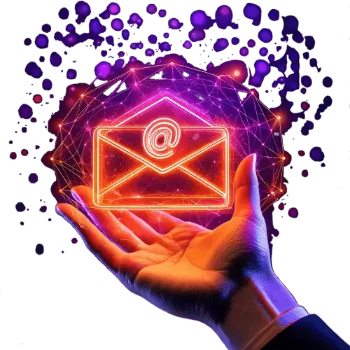 Graphic image of a hand holding an envelope email service