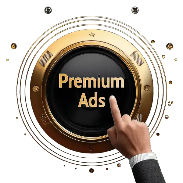 Vector image of a hand clicking a premium ad